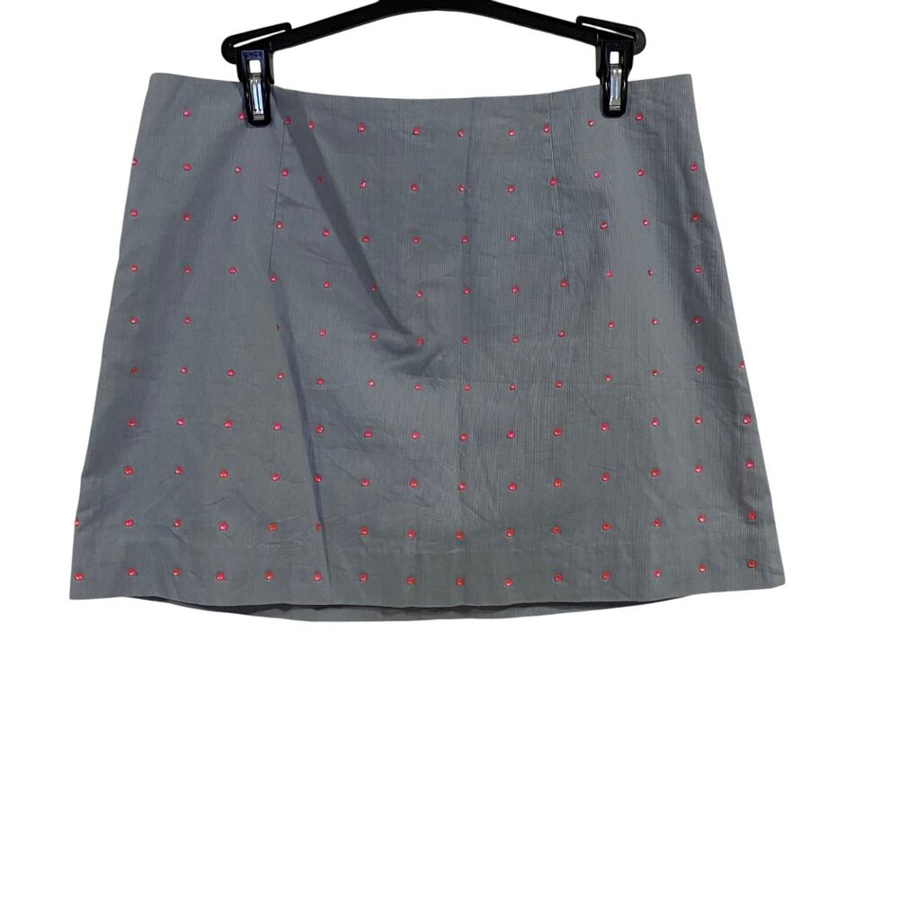 Lilly Pulitzer Blue‎ Mini Skirt with Pink Embellished Faux Crystals Size 8